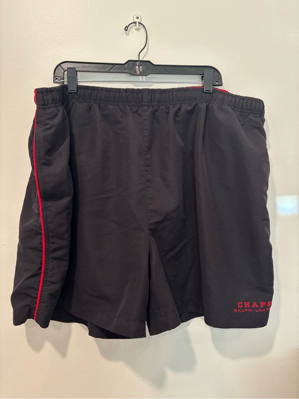 Chaps by Ralph Lauren Men’s Black Swim Shorts with Red Trim
